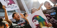 Students and supporters rally in support of DACA recipients on Nov. 12, 2019 in Los Angeles.