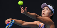 China's Peng Shuai serves during a match at the Australian Open on Jan. 21, 2020. 