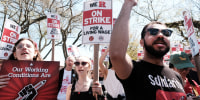 Rutgers students and faculty participate in a strike at the university's main campus