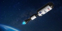 Artist concept of Demonstration for Rocket to Agile Cislunar Operations (DRACO) spacecraft, which will demonstrate a nuclear thermal rocket engine. 