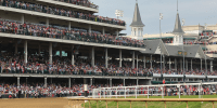 Churchill Downs ahead of the 149th running of the Kentucky Derby on May 6, 2023 in Louisville.