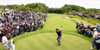 Phil Mickelson tees off on the 1st at the LIV Golf Invitational on June 9, 2022 in St Albans, England. 