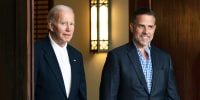 President Joe Biden and Hunter Biden leave Holy Spirit Catholic Church in Johns Island, S.C., on Aug. 13, 2022. 