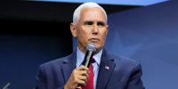 Former Vice President Mike Pence speaks during the Family Leadership Summit in Des Moines, Iowa