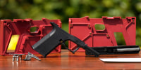 A 9mm pistol build kit with a commercial slide and barrel with a polymer frame is displayed during an event in the Rose Garden of the White House in Washington, Monday, April 11, 2022. President Joe Biden announced a final version of its ghost gun rule, which comes with the White House and the Justice Department under growing pressure to crack down on gun deaths.
