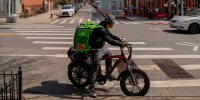 An delivery courier in Brooklyn N.Y.