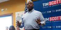 Tim Scott during a meet and greet in Fort Dodge, Iowa