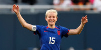 Megan Rapinoe during the women's international friendly football match between the USA and South Africa at Soldier Field in Chicago