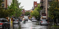 A flooded street in Williamsburg, New York on Sept. 29, 2023. 