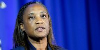 FILE - Laphonza Butler, President of EMILY's List, speaks during an event in Washington, Friday, June 23, 2023. California Gov. Gavin Newsom has named Butler to fill the U.S. Senate seat made vacant by Sen. Dianne Feinstein's death. (AP Photo/Susan Walsh, File)