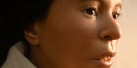 The reconstruction of the face of a young woman who was found frozen and mummified