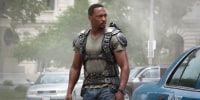 Anthony Mackie as captain America in "Marvel's Captain America: The Winter Soldier"