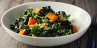 quinoa and kale salad with roasted sweet potatoes