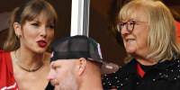Taylor Swift and Donna Kelce at the Kansas City Chiefs and Denver Broncos game on Oct. 12.
