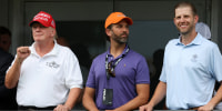 Donald Trump, Donald Trump Jr. and Eric Trump during the LIV Golf Invitational in Bedminster, N.J.