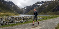 Joasia Zakrzewski competes in "The Arctic Triple - Lofoten Ultra-Trail" in Svolvaer, Norway.