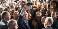 politics politician crowd young voters selfie