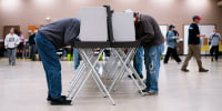 Voters fill out ballots in Wilmington, Ohio, on Nov. 7, 2023. 