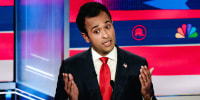 Vivek Ramaswamy speaks during the third Republican presidential primary debate.