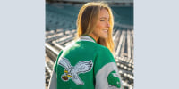 Kylie Kelce in Eagles Jacket