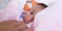 Baby Najwa via video call from the Makassed Hospital in east Jerusalem on Dec. 3, 2023.