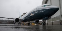 A Boeing 737 MAX 9 airliner at the Boeing factory in Renton, Wash