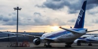 Passenger planes of All Nippon Airways seen parked at Haneda