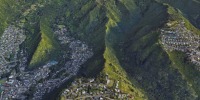 The Lanipo Ridge trail, center, begins in Kaimuki, Hawaii.