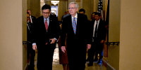 Mike Johnson , left, and Mitch McConnell at the U.S. Capitol,