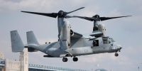 A Marines Osprey lands aboard the USS Somerset, in 2014, in Philadelphia.