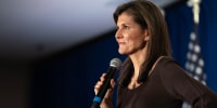 Nikki Haley speaks at a campaign event in Falls Church, Va.