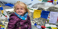 Hazel Matulis at Everest Base Camp in 2022.