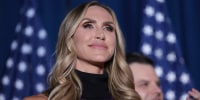 Lara Trump appears on stage as Former President Donald Trump speaks during an election night watch party at the State Fairgrounds on February 24, 2024 in Columbia, South Carolina. 