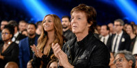 Beyoncé Knowles and Paul McCartney attend the GRAMMY Awards on Feb. 8, 2015 in Los Angeles.