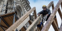 Hank Silver works on restorations at Notre Dame cathedral in Paris.