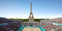The Tour Eiffel Olympic Stadium for Beach Volleyball.
