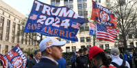 Supporters of Donald Trump at Manhattan Criminal Courthouse in New York City, on April 15, 2024.