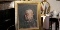 A portrait of Winston Churchill painted by Graham Sutherland in 1954, on view at Blenheim Palace, Woodstock, England