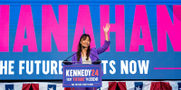 Nicole Shanahan waves during a campaign event 