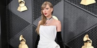 taylor swift full length whote dress red carpet grammys