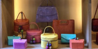 Handbags designed by Nancy Gonzalez displayed in the Gzuniga Ltd. showroom.