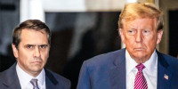 Todd Blanche and Donald Trump speak to the media
