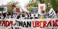 University students rally and marching.