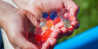 Multicolored water beads.
