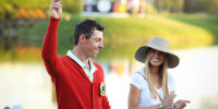 Rory McIlroy celebrates with wife Erica Stoll