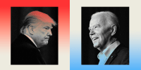Photo illustration of Trump and Biden