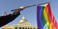Gay Marriage Debate Continues In Boston rainbow flag