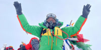 Kami Rita on the summit of Mount Everest on May 23, 2023.