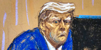 Courtroom sketch of Donald Trump.