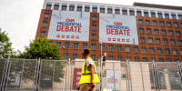 Image: Signage for the CNN presidential debate 